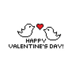 happy valentine's day 8 bit icon vector pixel art game love you heart greeting card icon 14 february