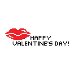 happy valentine's day 8 bit icon vector pixel art game love you heart greeting card icon 14 february