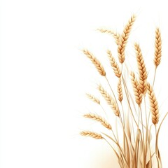 Fototapeta premium Golden Wheat Stalks Vector Illustration, vibrant golden yellow tones, isolated on white, representing agriculture and natural abundance
