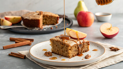 National applesauce cake day celebration with fresh apples and cinnamon.