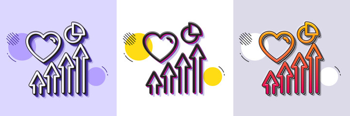 Heart beat line icon. Halftone dotted pattern. Gradient icon with grain shadow. Heartbeat chart growth sign. Patient Ecg rhythm symbol. Line heart beat icon. Various designs. Vector