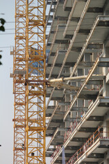 construction high rise building  site with crane