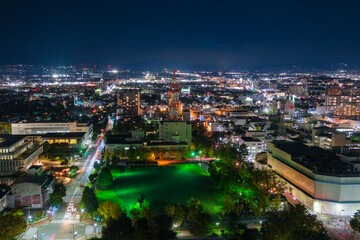 群馬県高崎市 高崎市役所の展望台から見る夜景 北方向