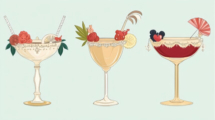 Refreshing cocktail creations bar setting illustration vibrant colors artistic perspective beverage inspiration