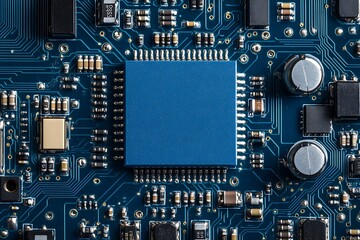 Close-up of a complex electronic circuit board.