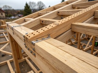 Detailed wood framing, macro photography.
