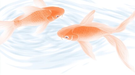 Two Elegant Koi Fish Swimming in Calm Water