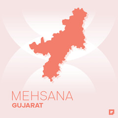 Mehsana vector map, Vector map of Mehsana, editable eps, AI files, Vector illustration of Mehsana vector map