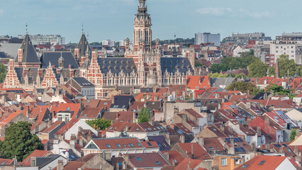 Obraz premium Aerial view of Schaerbeek Town Hall timelapse in Brussels, Belgium.