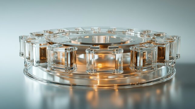Digital quantum processor in detailed 3D rendering. 