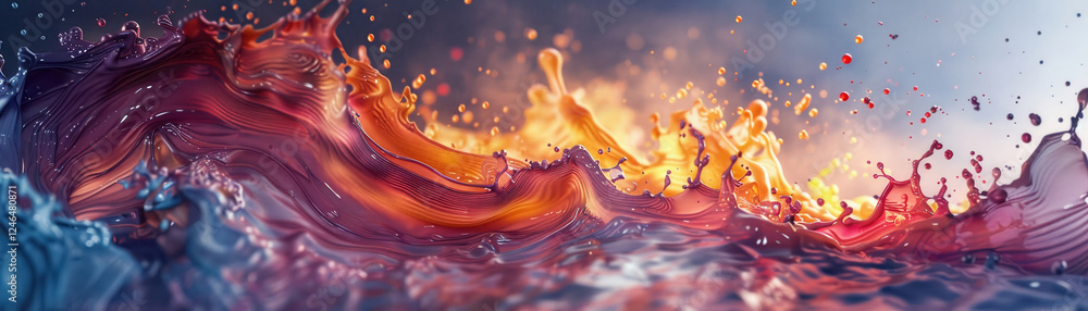 Poster beauty of chaos exemplified in dynamic paint splash, creating abstract artwork full of spontaneity a