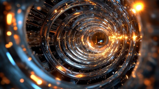 Digital quantum processor in detailed 3D rendering. 