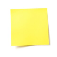 Yellow sticky note with a blank surface, ideal for writing reminders, messages, or short notes. The paper texture is smooth, making it easy to write on. Isolated on white background.