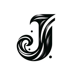 BLACK letter J logo design isolated on white background