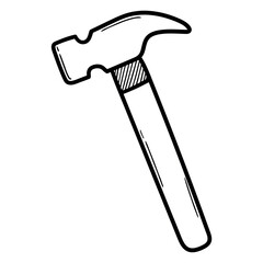 Hand drawn doodle hammer on white background.