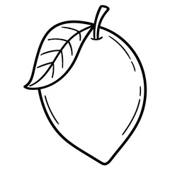 Hand drawn doodle lemon with leaf on white background.