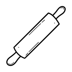 Hand drawn doodle rolling pin on a white background.