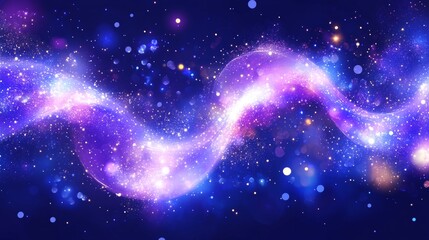 Abstract Wavy Flow of Sparkling Particles, Vibrant Colors, Digital Art, High Resolution