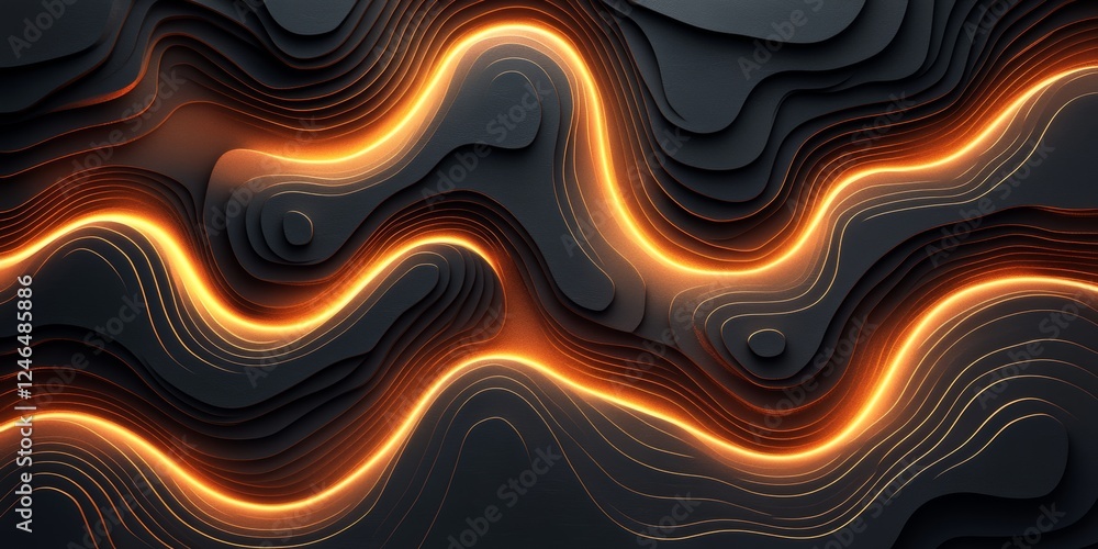 Poster golden lines flowing seamlessly across a textured surface, creating a dynamic visual.