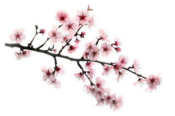 Obraz premium Delicate Cherry Blossom Flower Isolated on Transparent Background