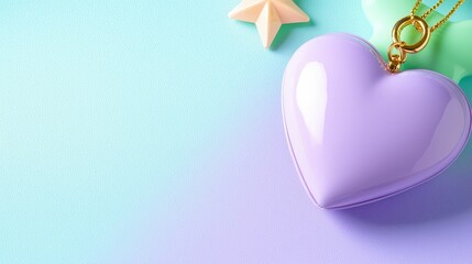 Fototapeta premium Charming heart-shaped pendant on pastel background.