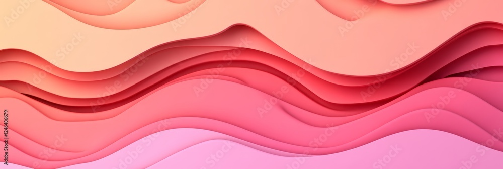 Aufkleber abstract pastel peach and coral gradient waves, seamless 3d background texture with a subtle swirl
