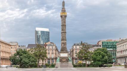 Naklejka premium Congress Column Timelapse in Brussels, Belgium. A monumental neoclassical column on Place du Congres