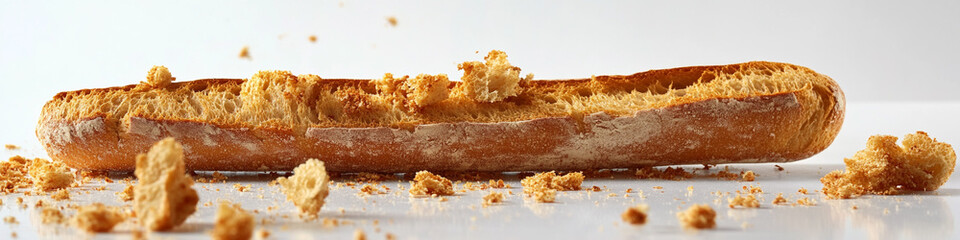 Fototapeta premium Ultra HD depiction of a crumbled baguette with a clean background