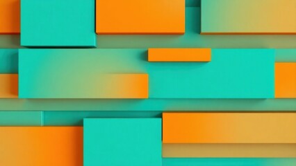 A group of orange and green boxes stacked on top of each other, abstract blocks, teal orange color&nbsp;palette&nbsp;8k.