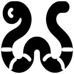 Naklejka premium Abstract Double S-Shape Icon: A stylized, minimalist black icon depicting a mirrored double 