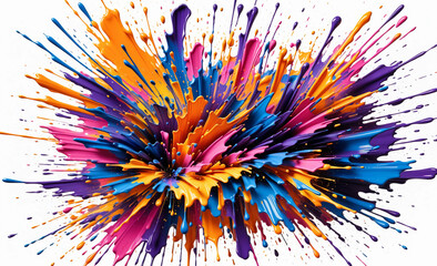 splash of colorful paint against a white 