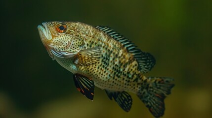 Colorful freshwater fish swimming gracefully in a serene underwater habitat with soft lighting