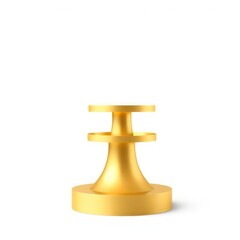 A two-tier gold pedestal stand designed for product display, featuring a sleek and modern finish. Isolated on white background.