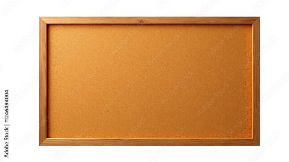 Poster rectangular cork bulletin board with wooden frame. the board is displayed against a white background