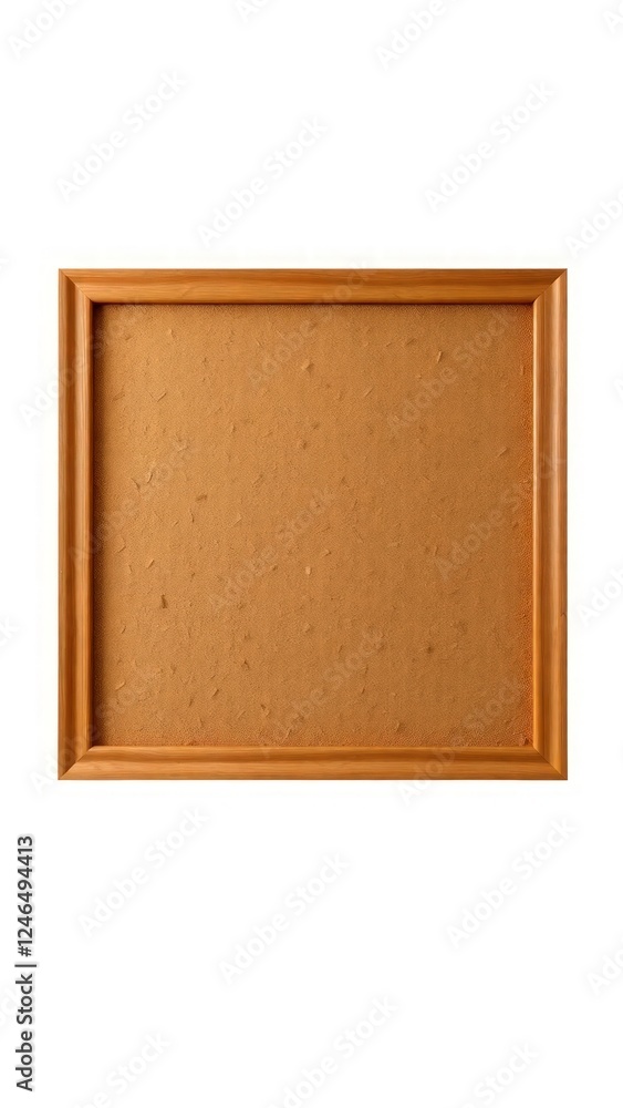 Poster rectangular cork bulletin board with wooden frame. the board is displayed against a white background