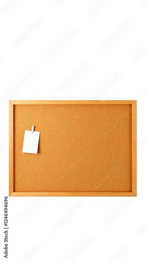 Poster rectangular cork bulletin board with wooden frame. the board is displayed against a white background