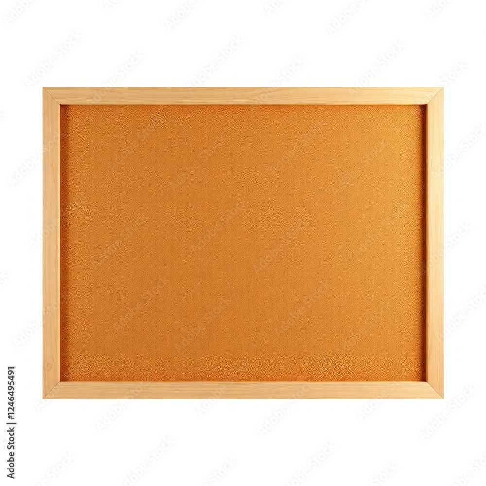 Poster rectangular cork bulletin board with wooden frame. the board is displayed against a white background