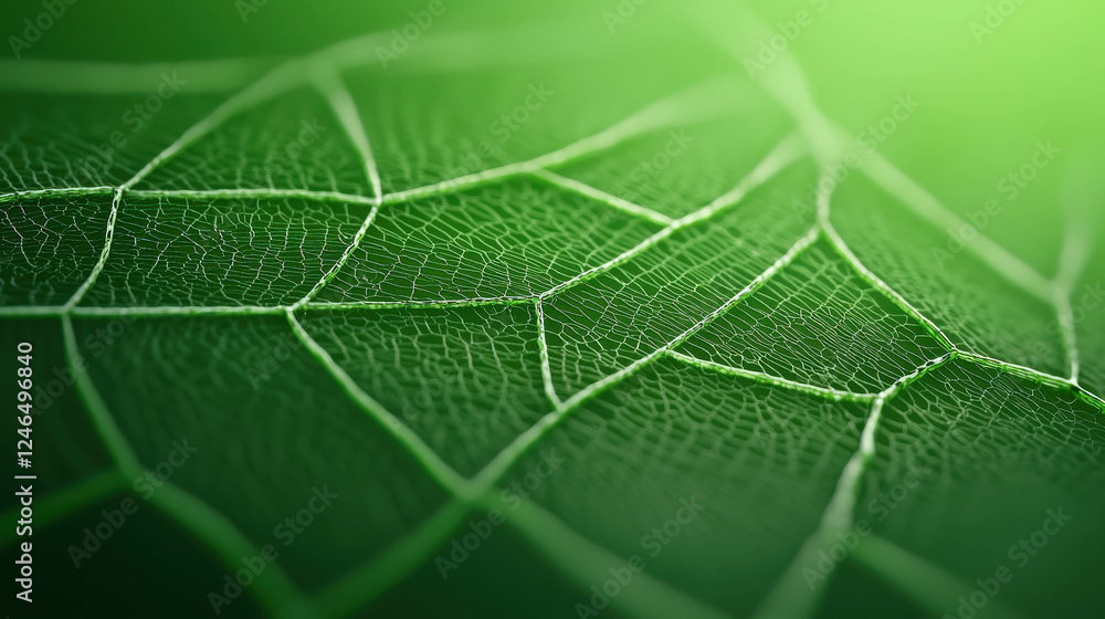 Poster intricate macro view of a leaf with detailed vein pattern and textured surface
