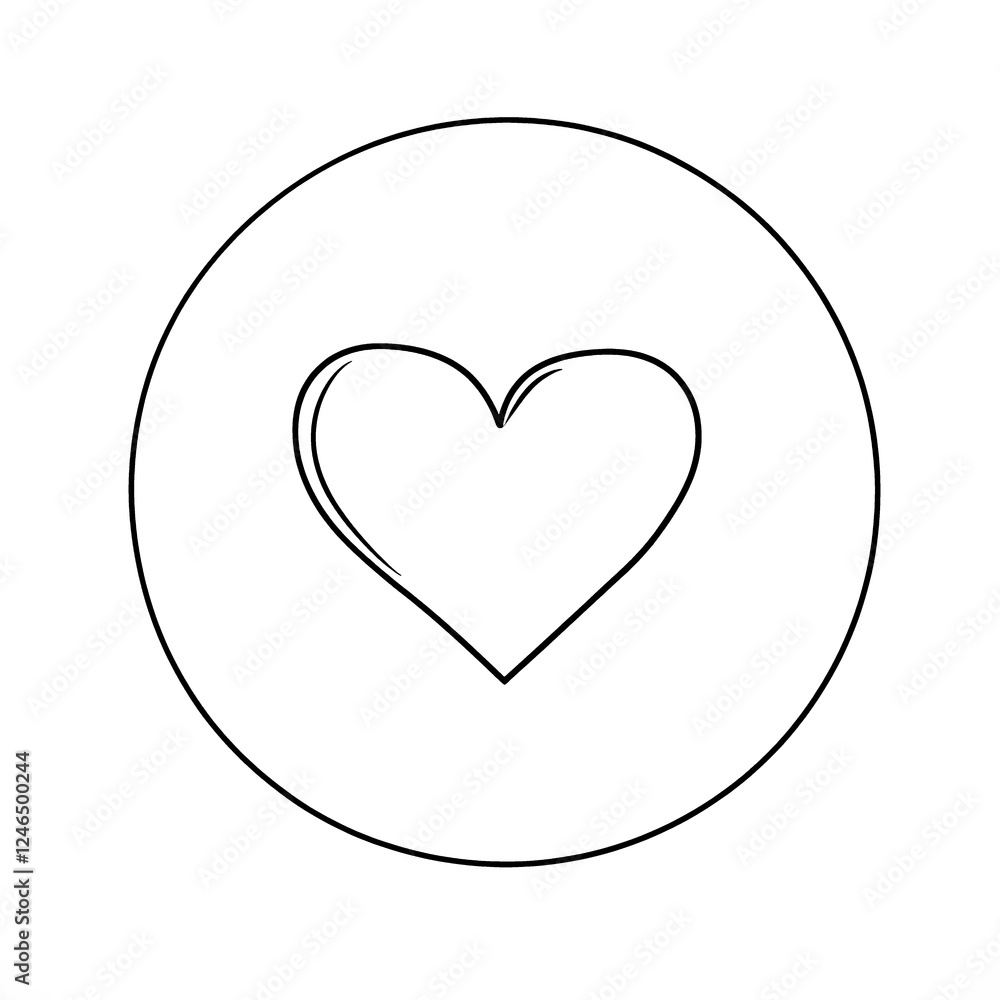 Poster line art button with a heart shape on a white background