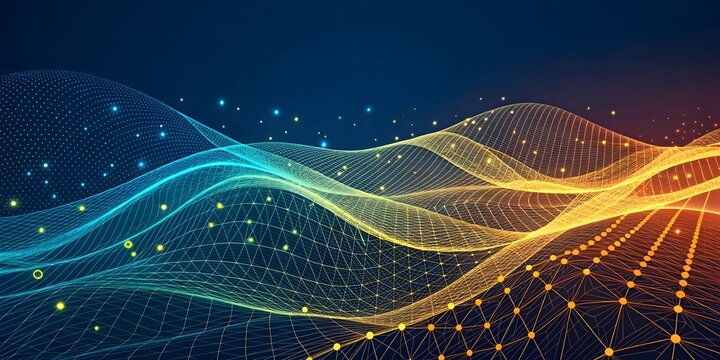 A dynamic and abstract image of a data visualization landscape