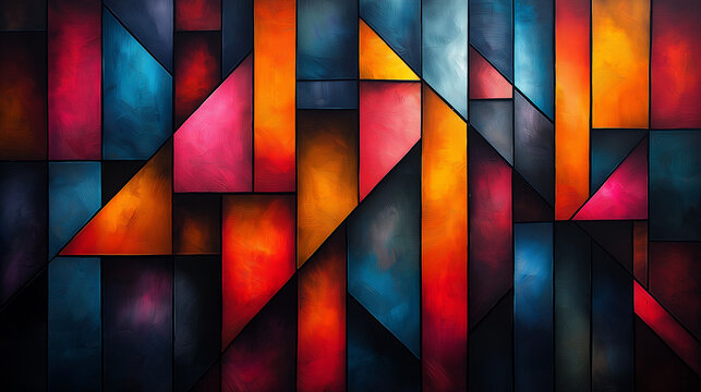 Vibrant Geometric Abstraction: A Symphony of Shapes and Colors