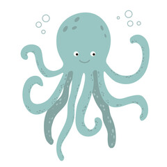 Hand drawn octopus. Underwater sea fauna. Vector cartoon octopus for your design.