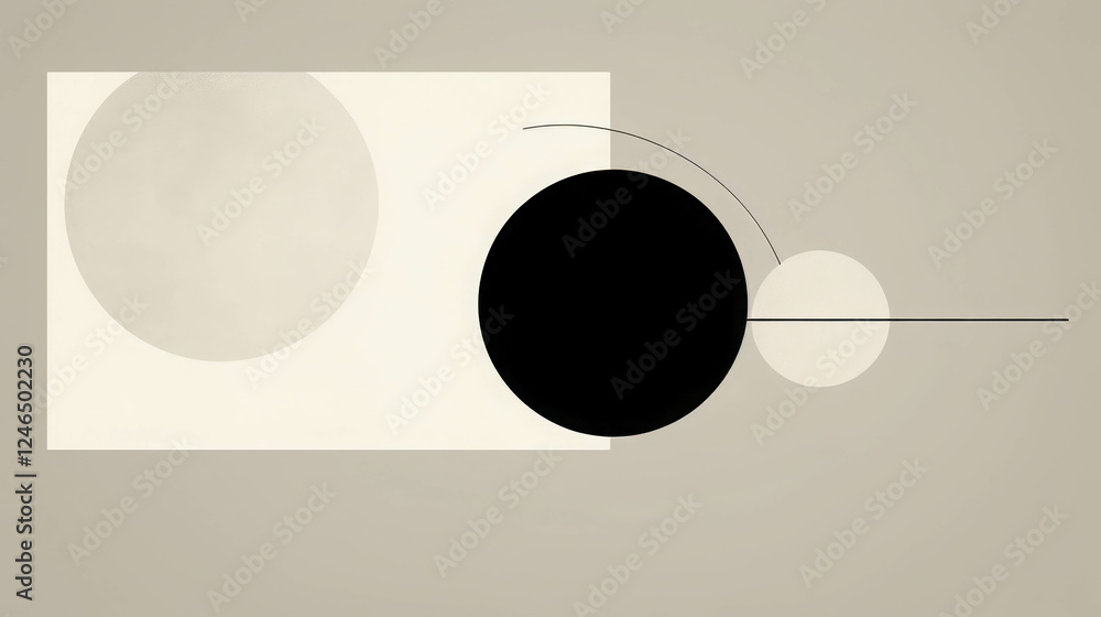 Aufkleber modern minimalist geometric design with shapes and curves on soft background
