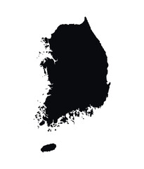 South Korea Map vector icon. Map of South Korea Black Silhouette.