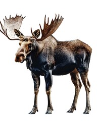 Obraz premium Majestic moose standing proudly in a serene forest setting, showcasing nature's beauty and wildlife