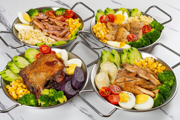 angle view healthy meal with different ingredients at horizontal composition