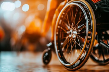 A group of adaptive athletes playing wheelchair rugby in an intense and dynamic game