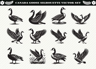  Canada Goose Silhouette Vector Set: 12 Elegant Designs for Nature-Inspired Projects