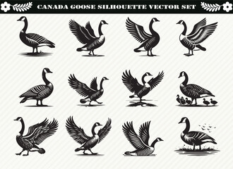  Canada Goose Silhouette Vector Set: 12 Elegant Designs for Nature-Inspired Projects