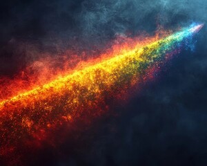 Fototapeta premium Prism Splitting Light Into Vibrant Rainbow Colors In Dramatic Dark Space Backdrop